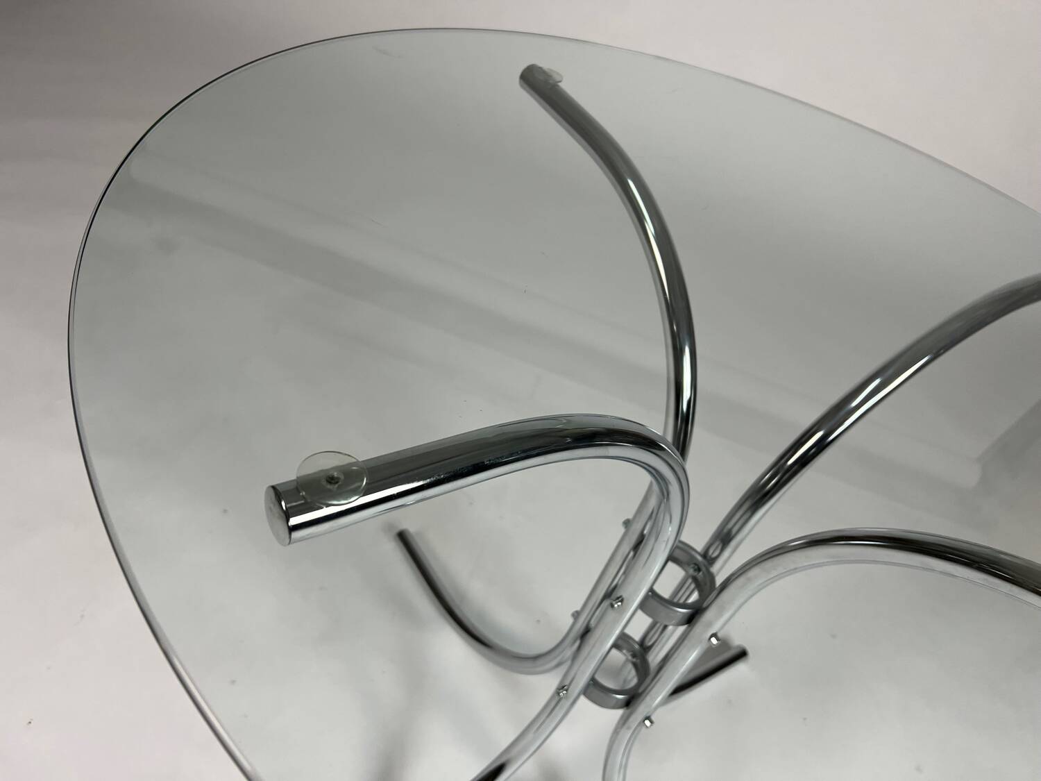 Vintage chrome glass round dining table 70s space age