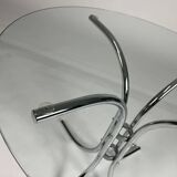 Vintage chrome glass round dining table 70s space age