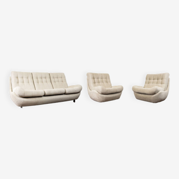 Customizable Space Age Living Room Set Atlantis in Beige Boucle 1970's, Czechoslovakia