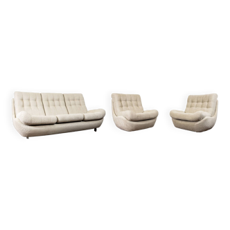 Customizable Space Age Living Room Set Atlantis in Beige Boucle 1970's, Czechoslovakia