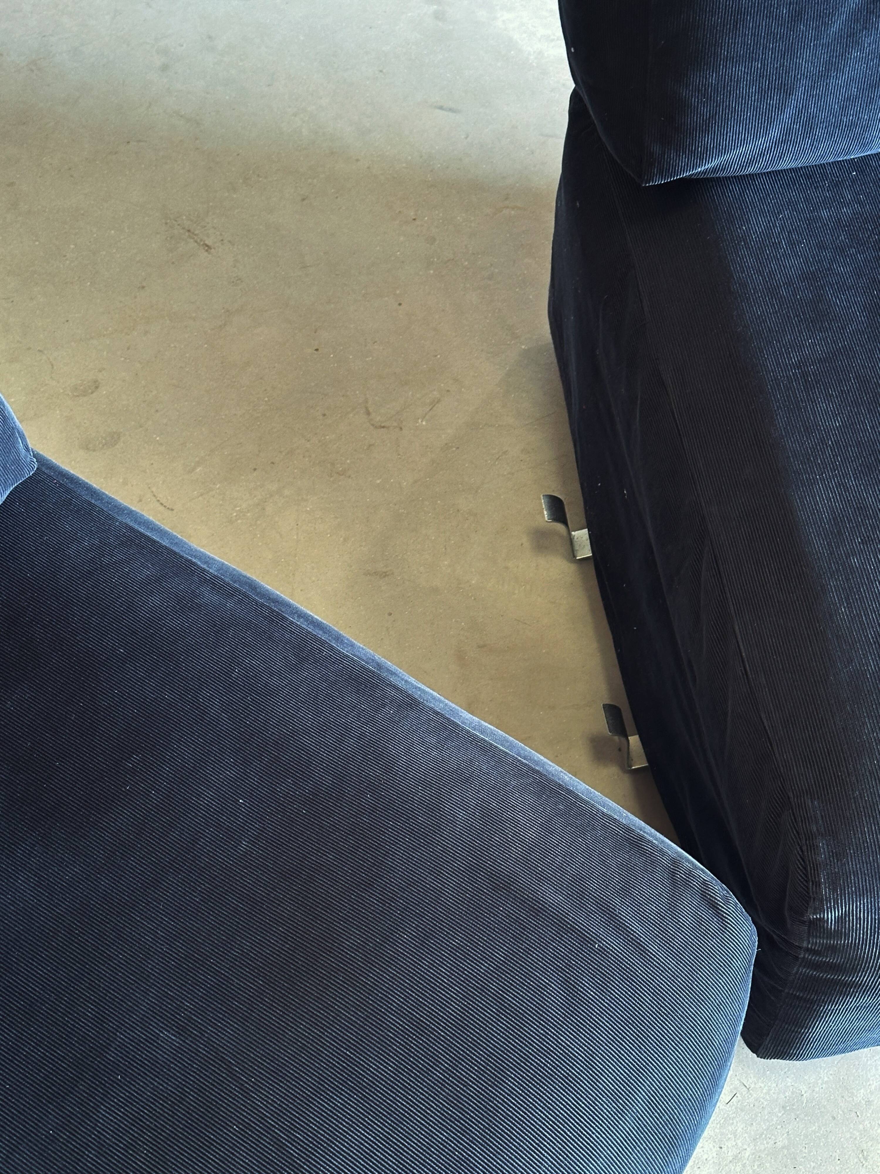 Canapé modulaire vintage en velours bleu nuit – 2 modules