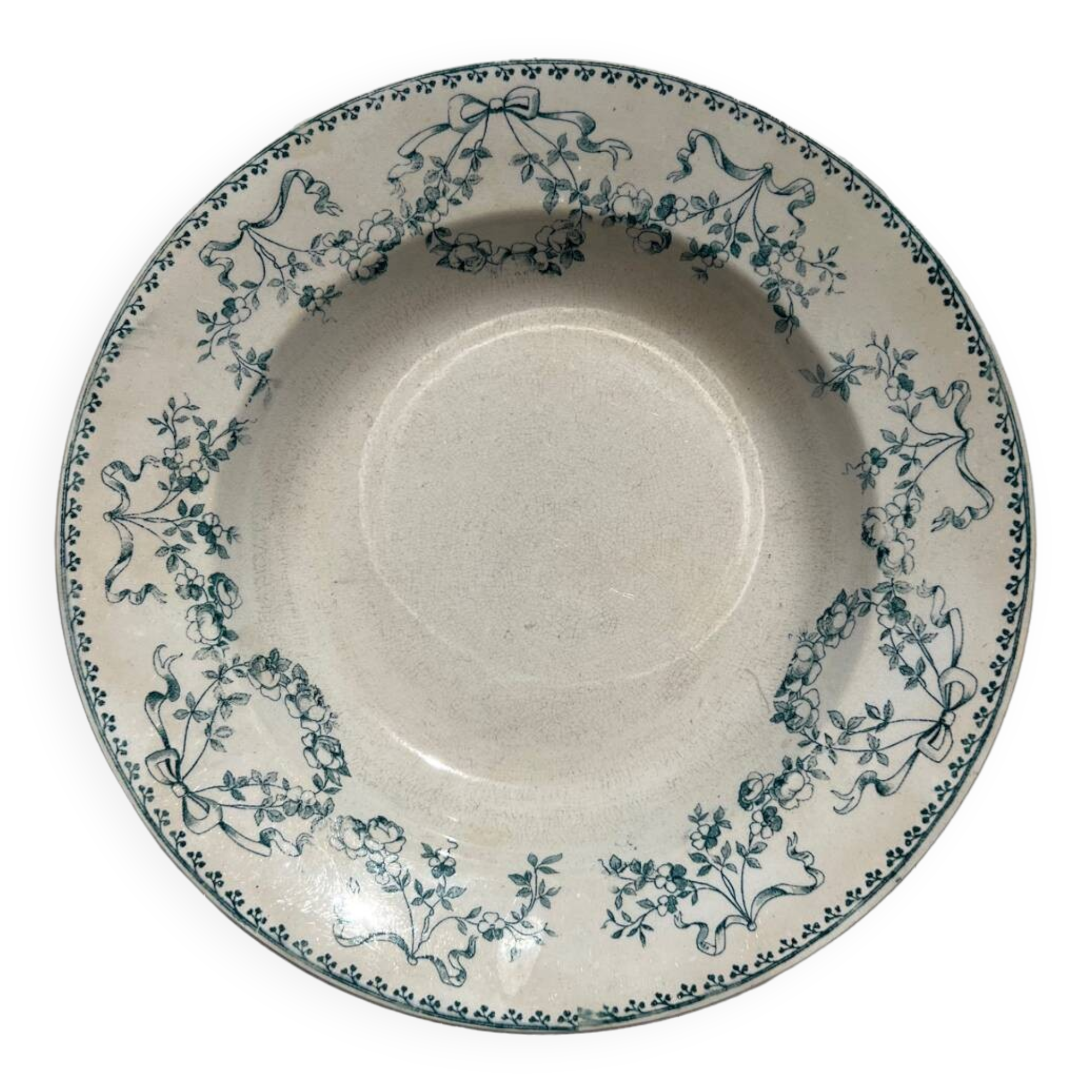 Vintage earthenware soup plate Sarreguemines iron earth Mozart