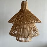 Rattan pendant lamp or light in the shape of an Asian lantern