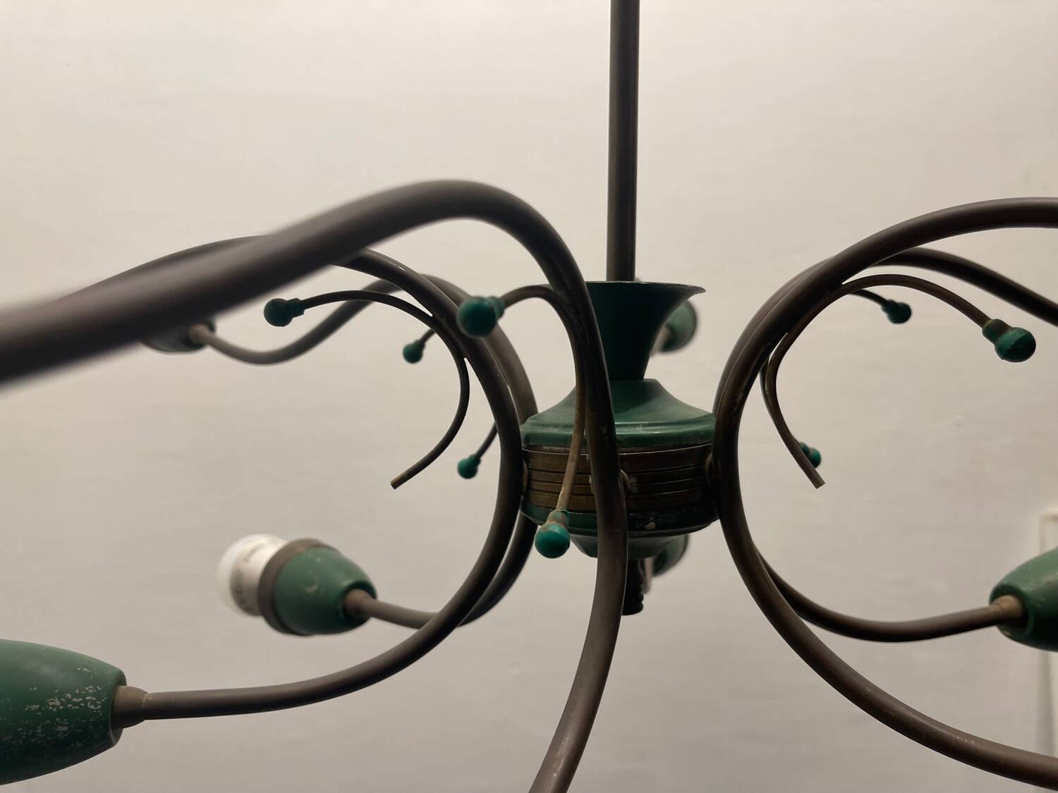 Italian Bronze Green Chandelier 1950’s