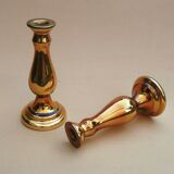 Pair of equalized candle holders with silvering, mixed gilding