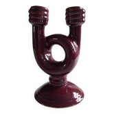 Bougeoir en faïence vintage burgundy