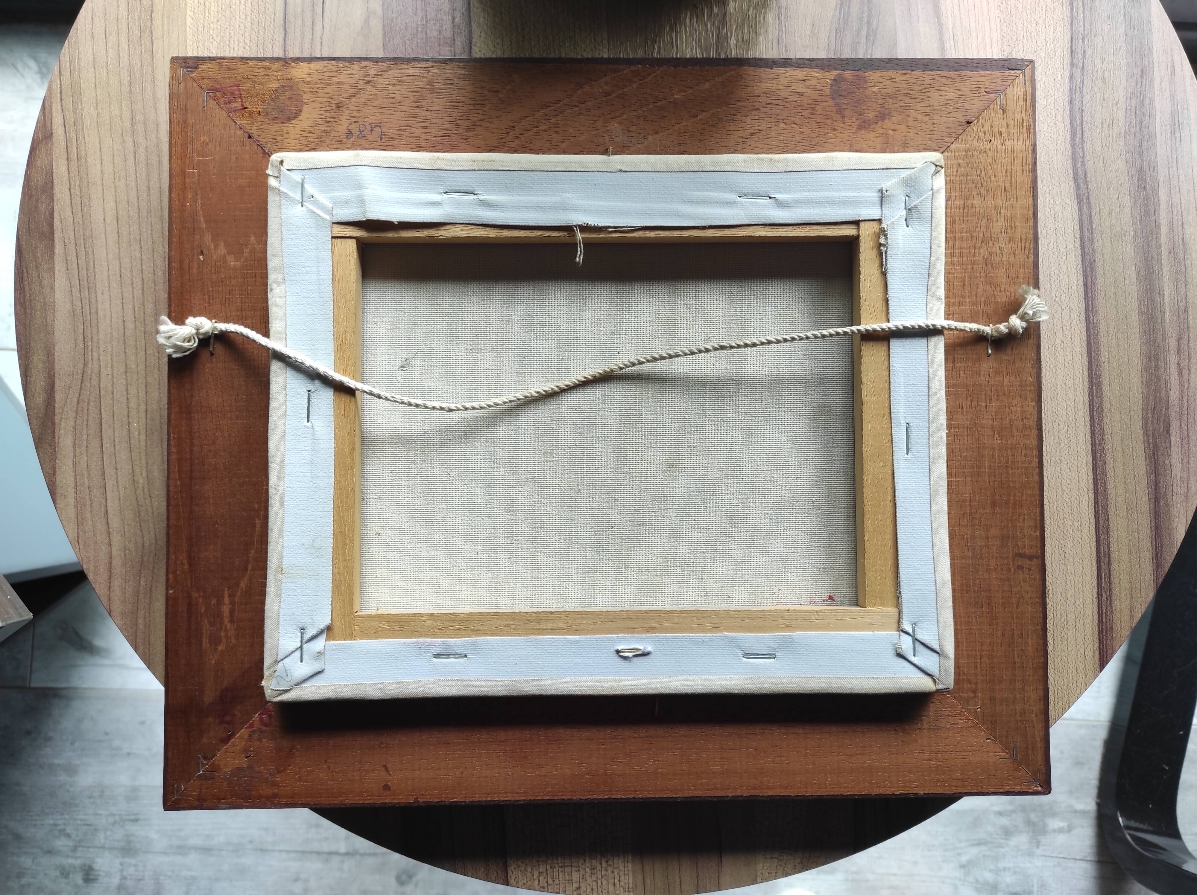 Oil painting on framed canvas seascape/boats/port signed Morlay