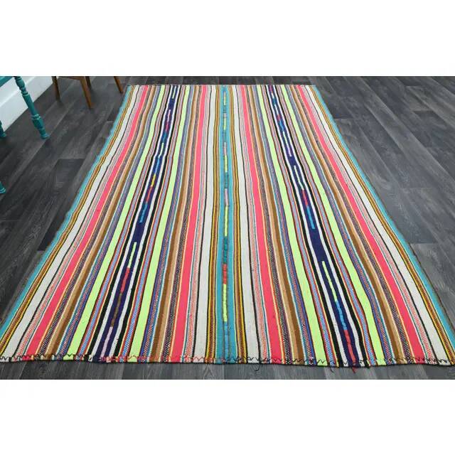 1970s Vintage Turkish Oushak Handmade Multi Color Area Rug 199x290
