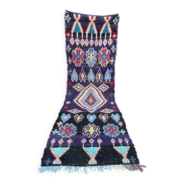 Vintage Boucherouite hallway runner: Moroccan Berber rug