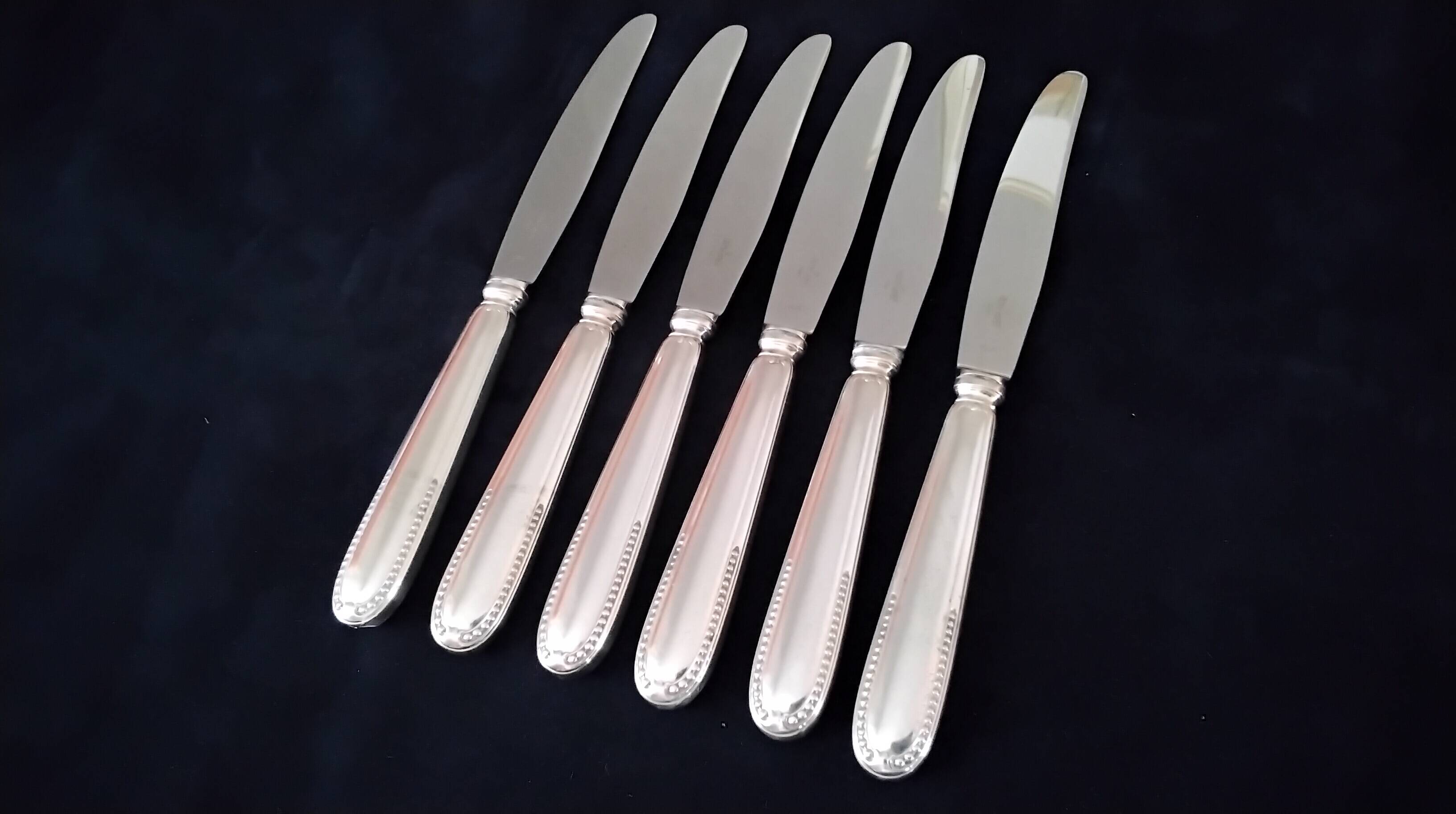 6 Silver Metal Cheese Knives Ravinet d'Enfert Pearl Model