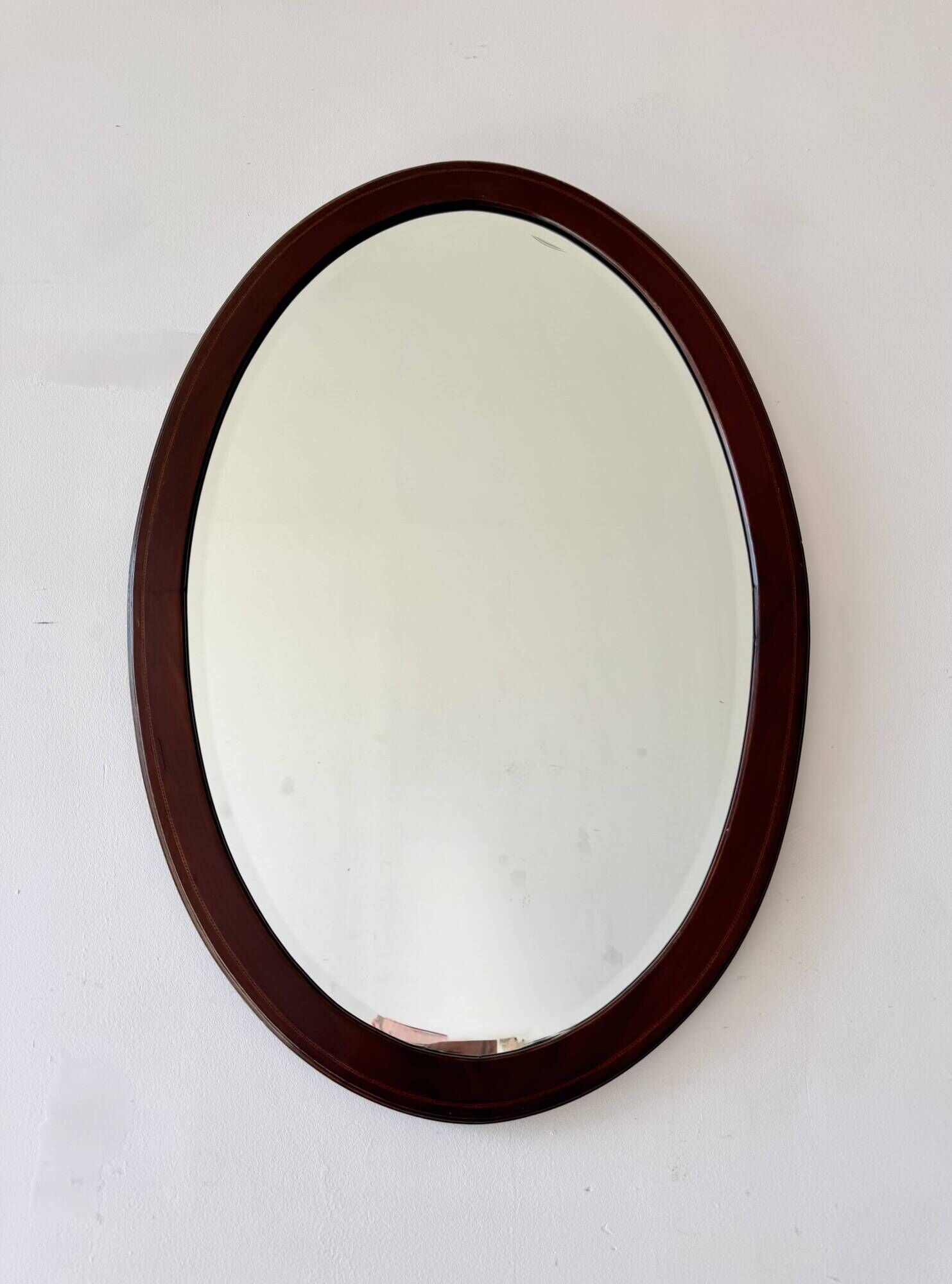 Antique Oval Mahogany Wall Mirror