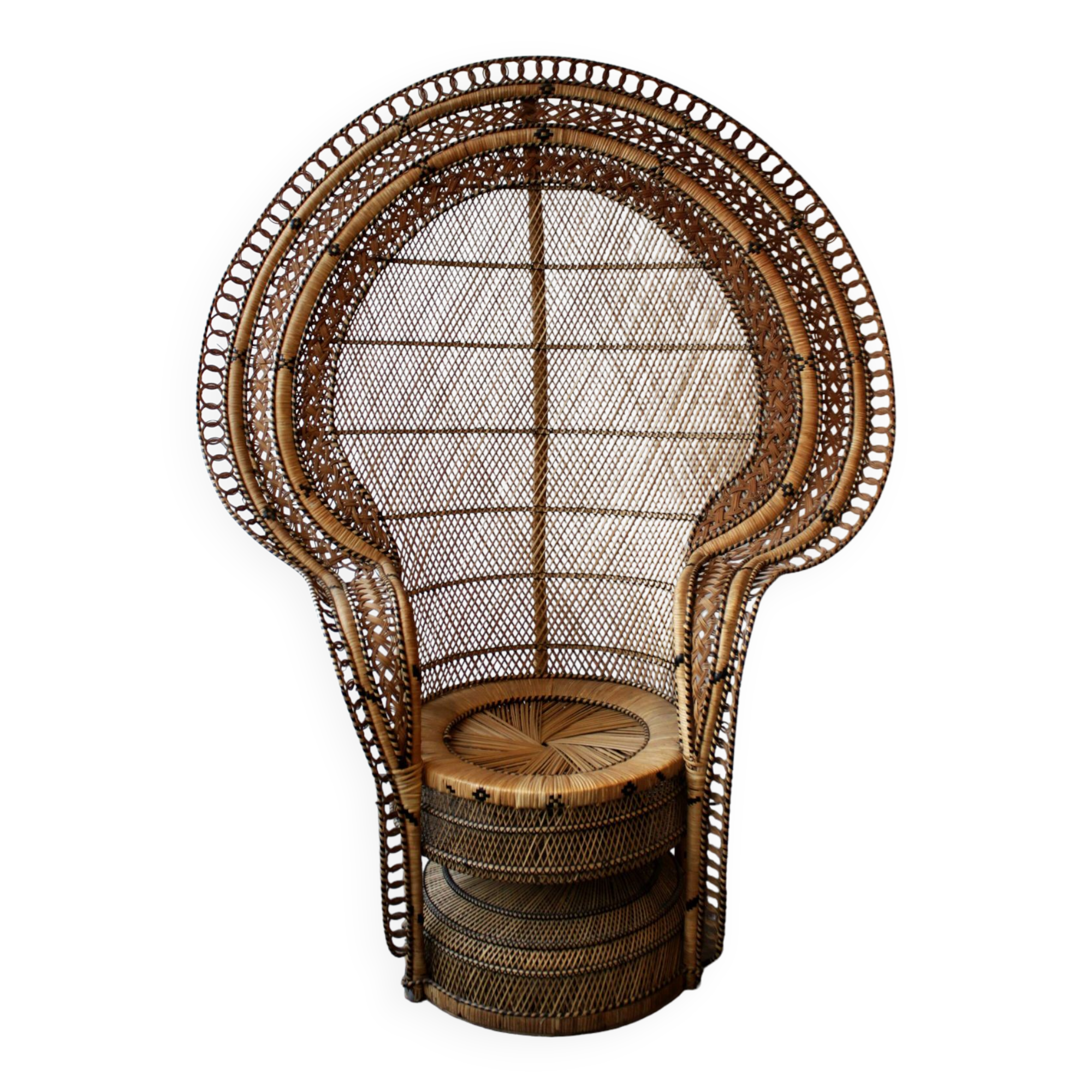 Vintage Emmanuelle de Kok armchair in wicker and bamboo 1970