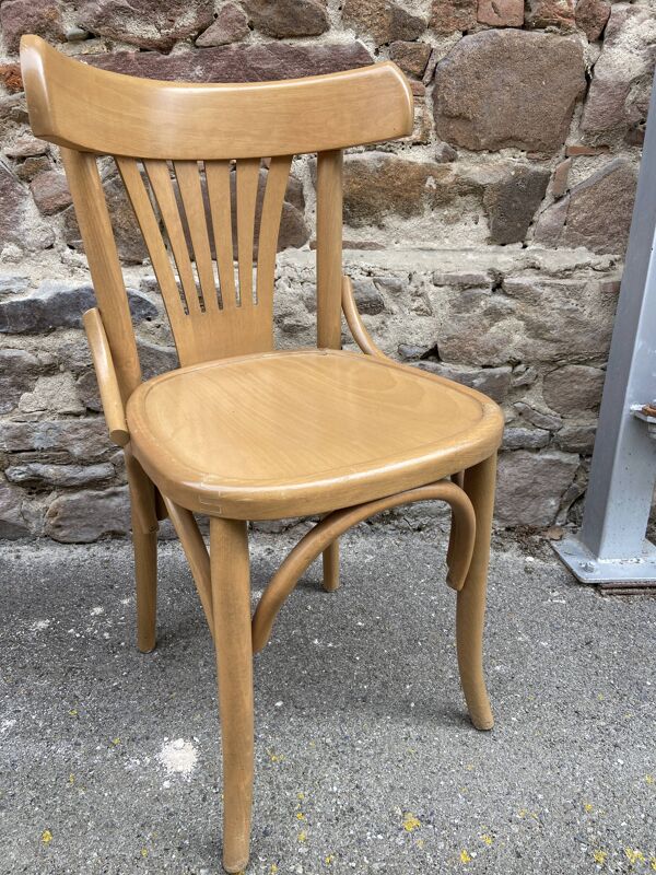 Chaise bistrot viennoise en bois courbé Fischel 1980