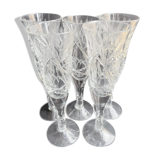 Champagne flutes, cut crystal, bohemian