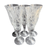 Champagne flutes, cut crystal, bohemian