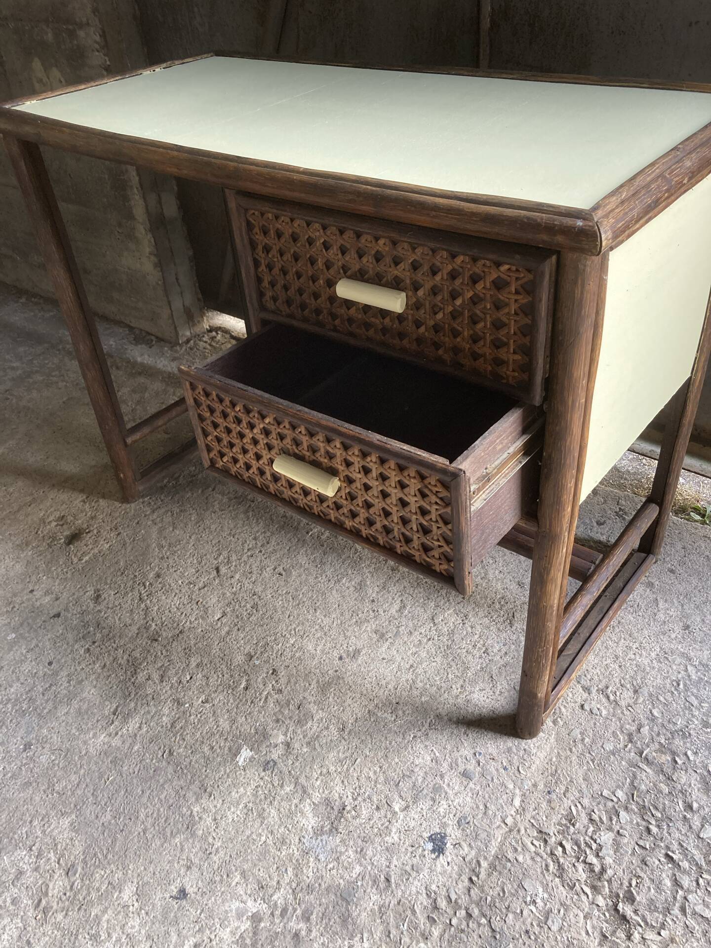 Parisian desk wicker wood bamboo