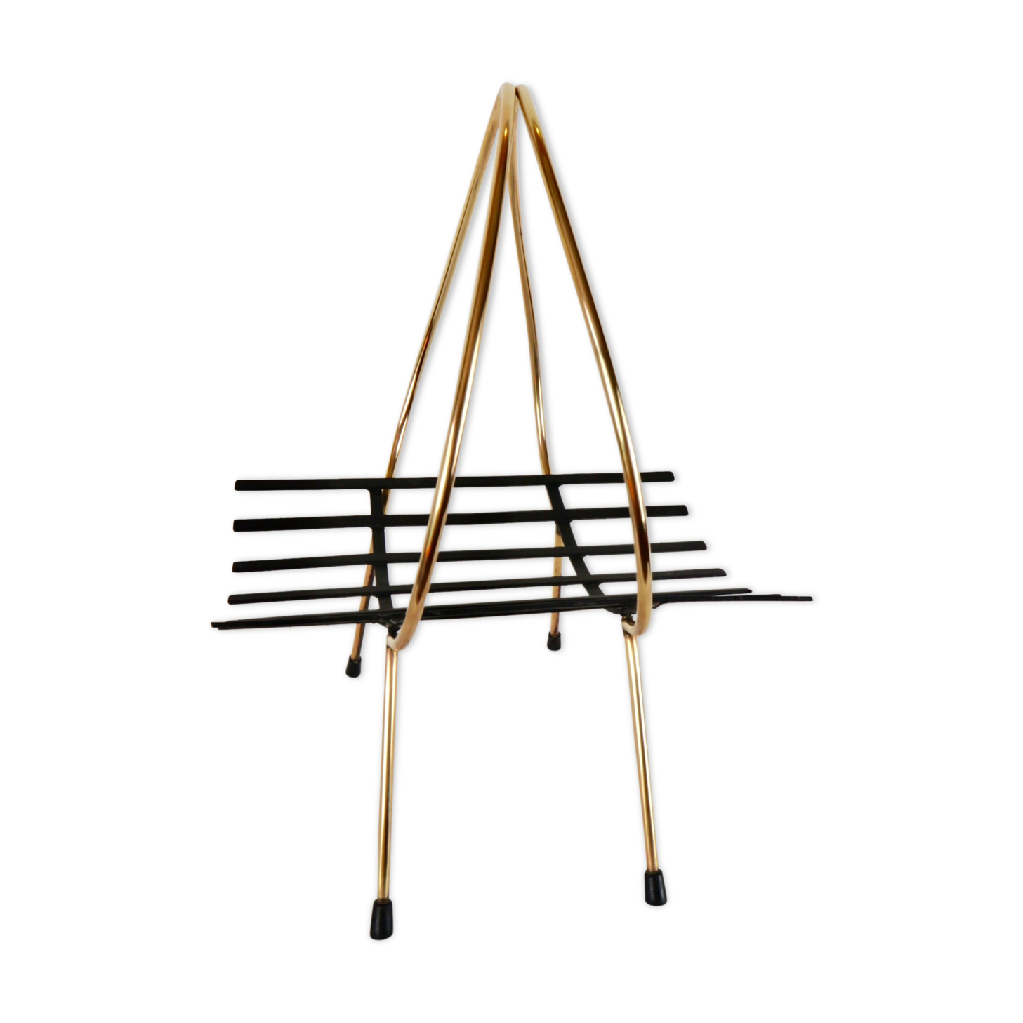 Vintage Magazine Rack Brass And Black Metal Selency