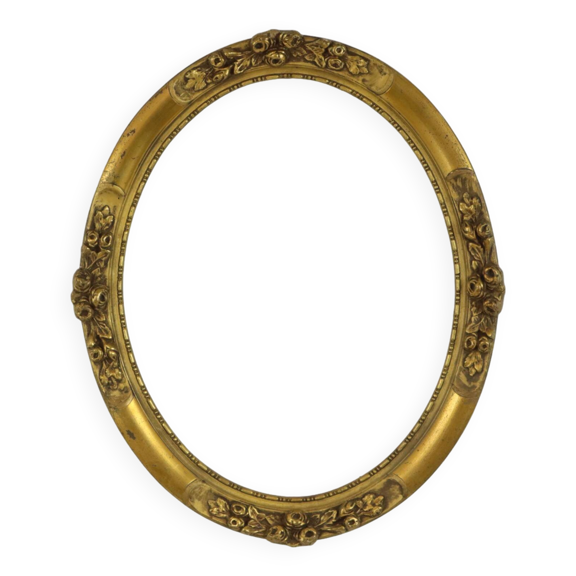 Oval Golden Wooden Frame Classic Roses Baroque Style France 59x49cm