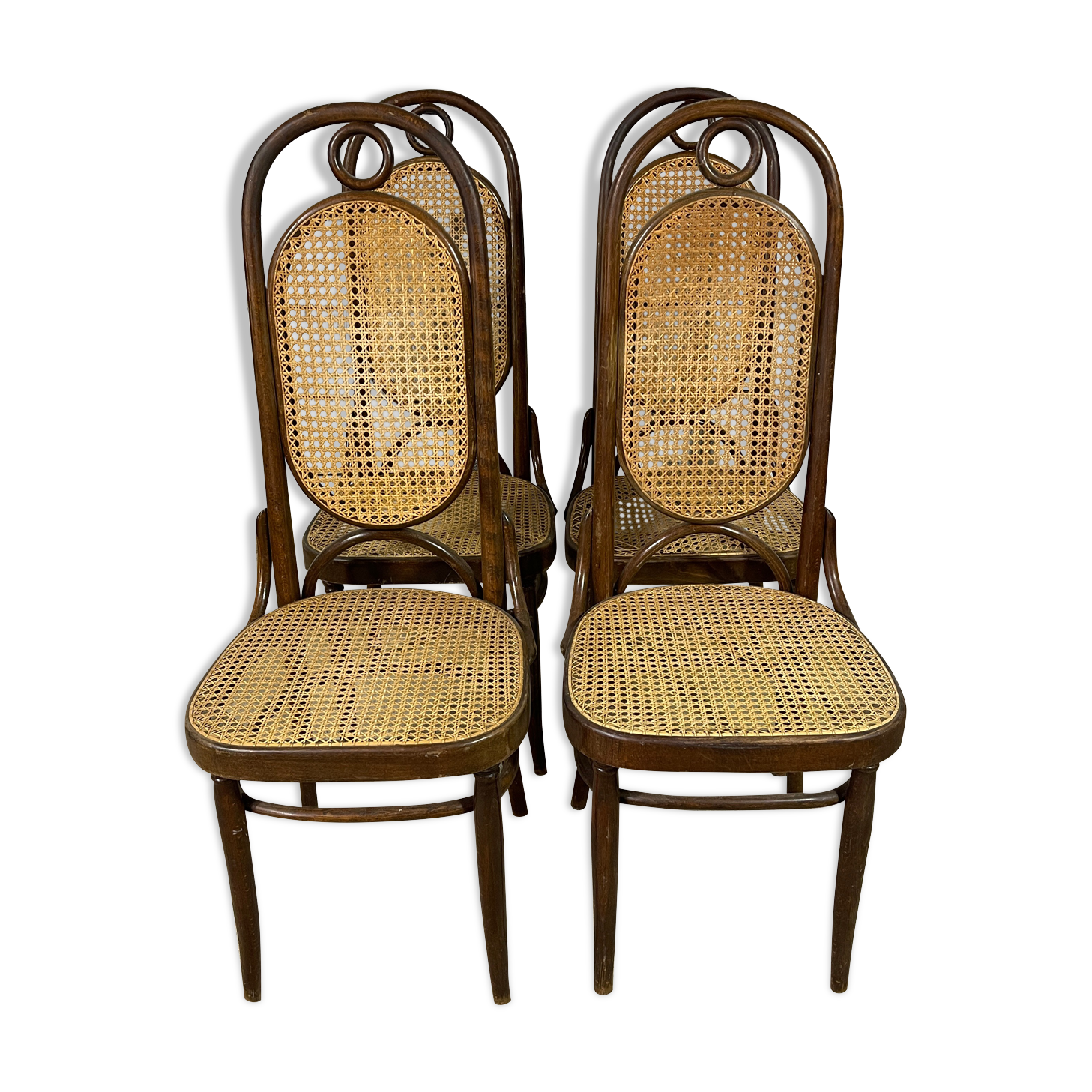 Series of 4 canned bistro chairs