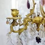 6-light bronze and crystal chandelier