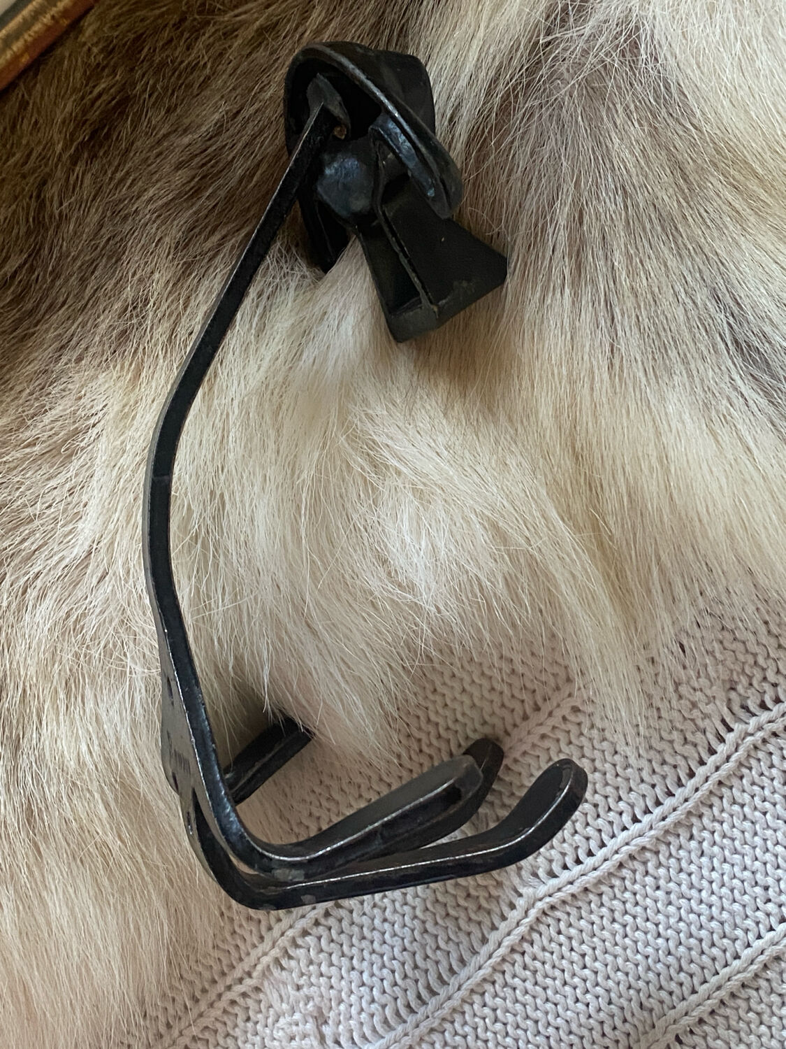 Iconic Russian coat hook "dog" in metal