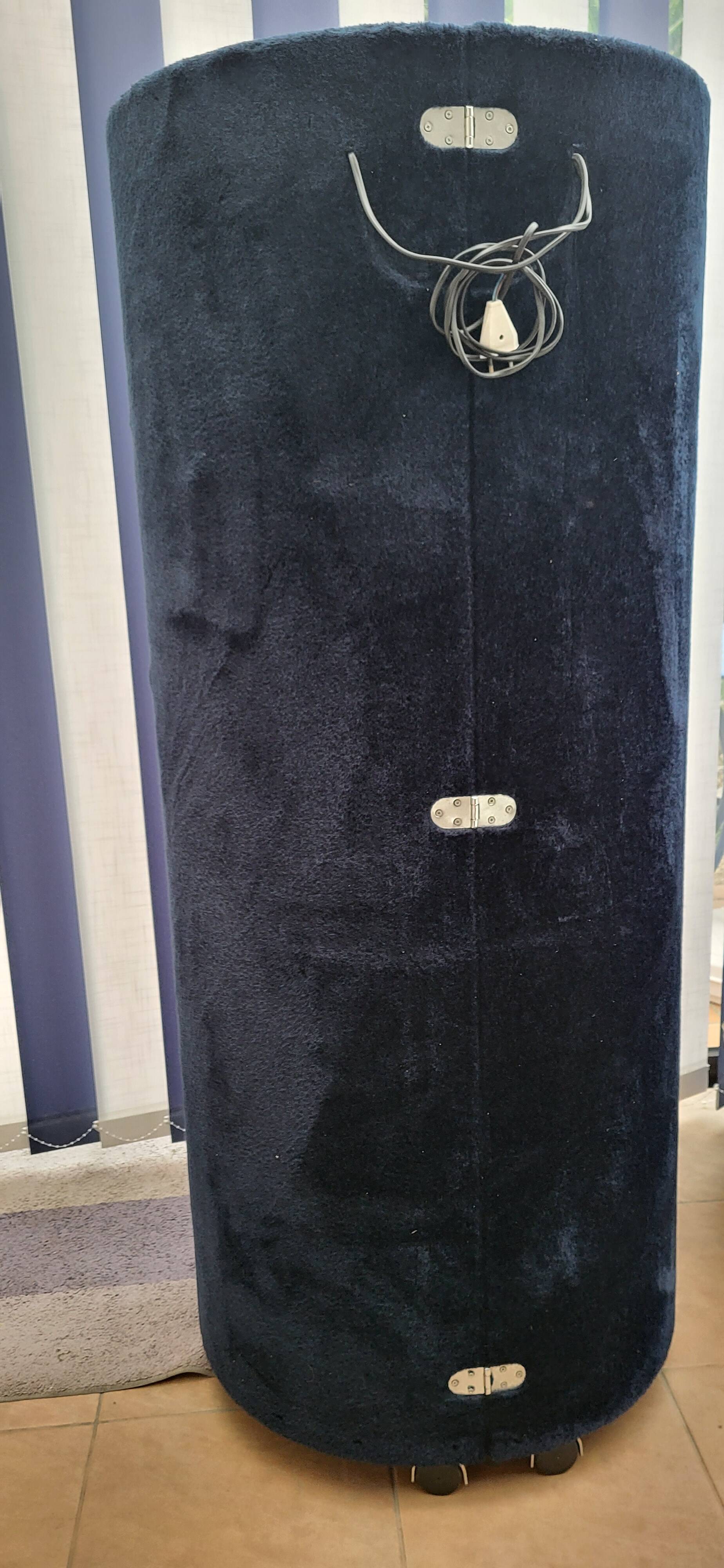 Coiffeuse vintage cylindrique bleue nuit année 70