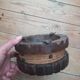 Cendrier rustique ancien en bois sculpté