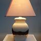 Large vintage Italian lamp in cracked ivory ceramic with gilding.