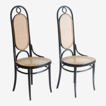 Bentwood and Cane Long John 207R Chairs by Michael Thonet, 1970s, Set of 2