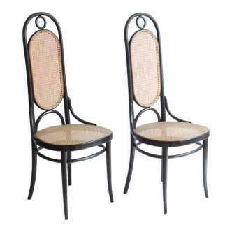 Bentwood and Cane Long John 207R Chairs by Michael Thonet, 1970s, Set of 2