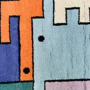 Tapis géométrique animaux/Tetris, vintage 