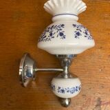Antique Targetti Style SANKEY Wall Light Chrome Metal + Opaline Flower Decor