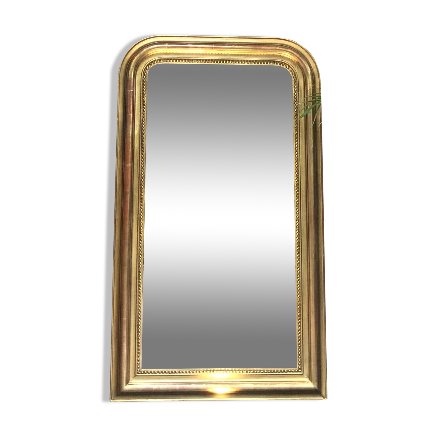 Louis-Philippe pearl mirror, presence gilding with gold leaf, mercury ice 127cm/74,5cm
