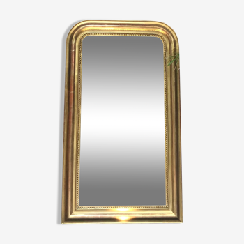 Miroir Louis-Philippe perlé, présence dorure à la feuille d’or, glace mercure 127cm/74,5cm