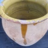 Antique glazed terracotta grease pot