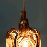 Vintage brass and crystal suspension Palwa, mid-century suspension.