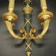 Pair of large wall sconces in quiver style Empire - bronze / green patina