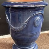 Vase d’Anduze émaillé bleu traditionnel – Modèle N°3