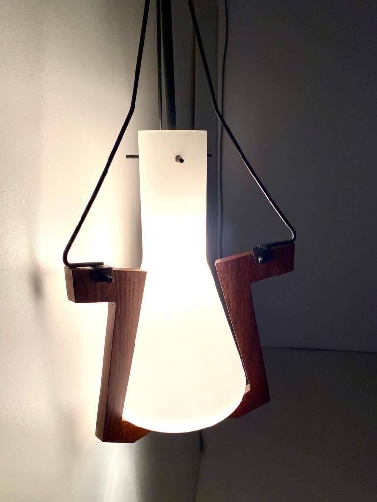 Midcentury Modern Stilnovo Rosewood Pendant, Italy 1950