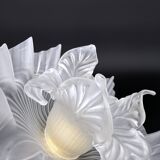 Double Medusa Pendant - Art Nouveau Molded Draped Frosted Glass