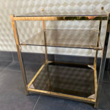 Console shelf smoked glass aluminum and brass