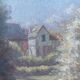 HST painting "Country part with bell tower" signed 19th century