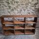 Old workshop shelf in French pine, industrial shoe cabinet, around 1900.