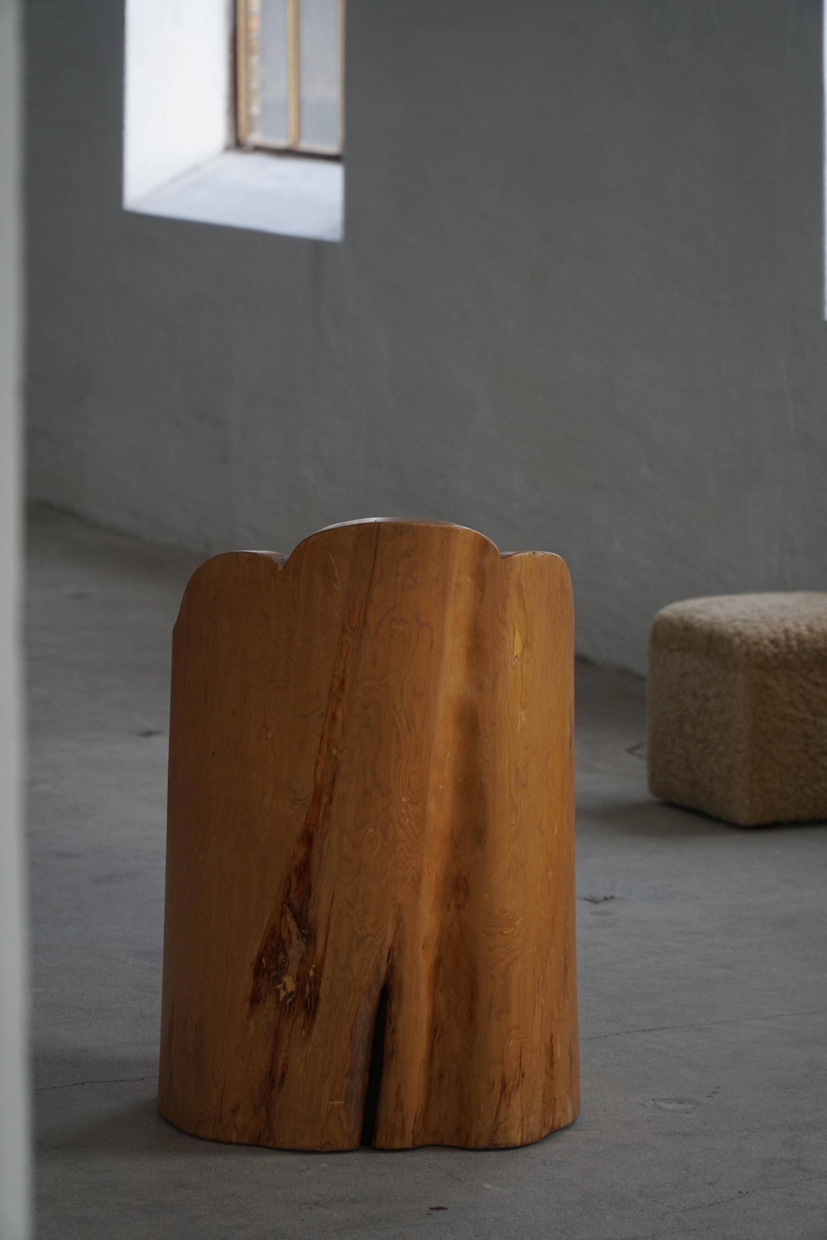 Fauteuil Stump Moderne en Pin Massif, par un Ébéniste Suédois, Wabi Sabi, années 1960