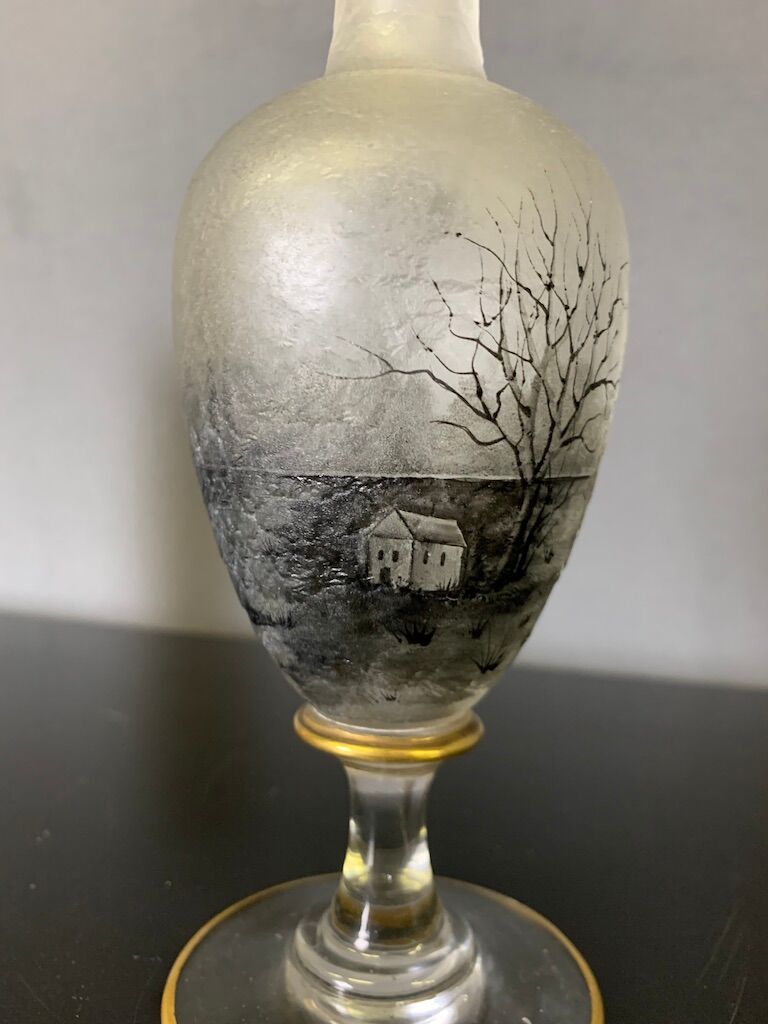Soliflore Vase with Autumn Decoration In Grisaille circa 1900