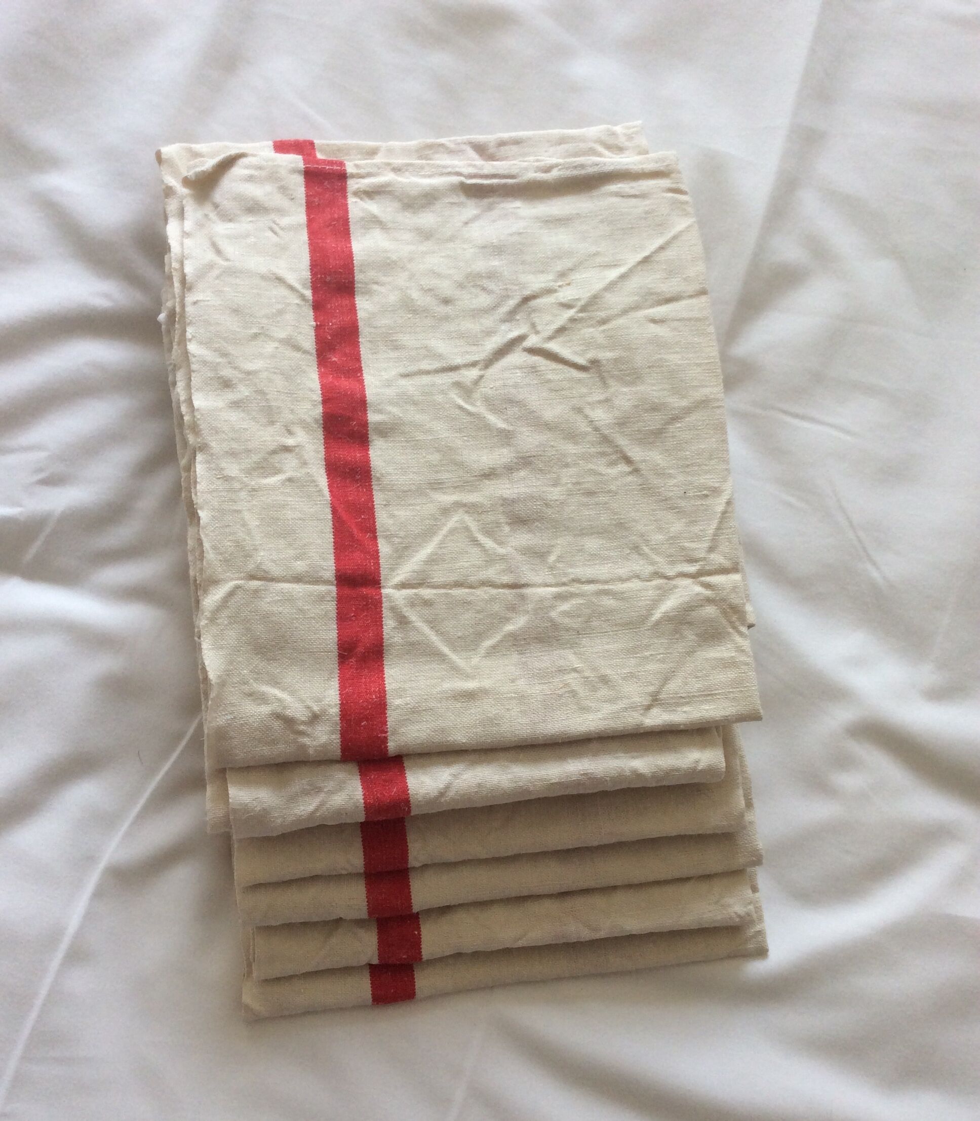 Set of 6 old métis tea towels "blue flower" 907 new