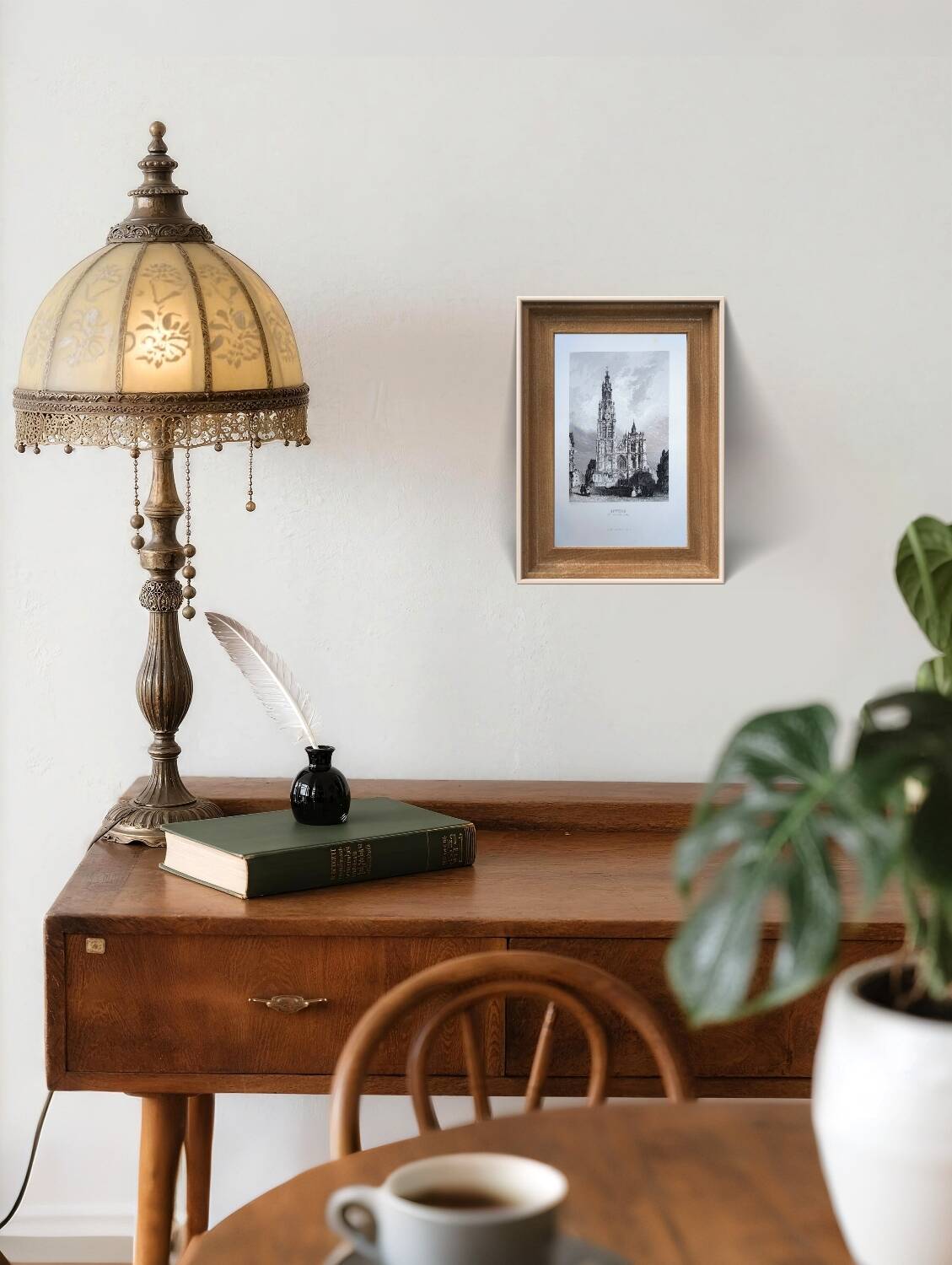 Notre-Dame of Antwerp, old engraving, printed in 1841.