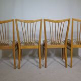 Chaises de salle à manger en bois au design du milieu du siècle, lot de 4, années 1960