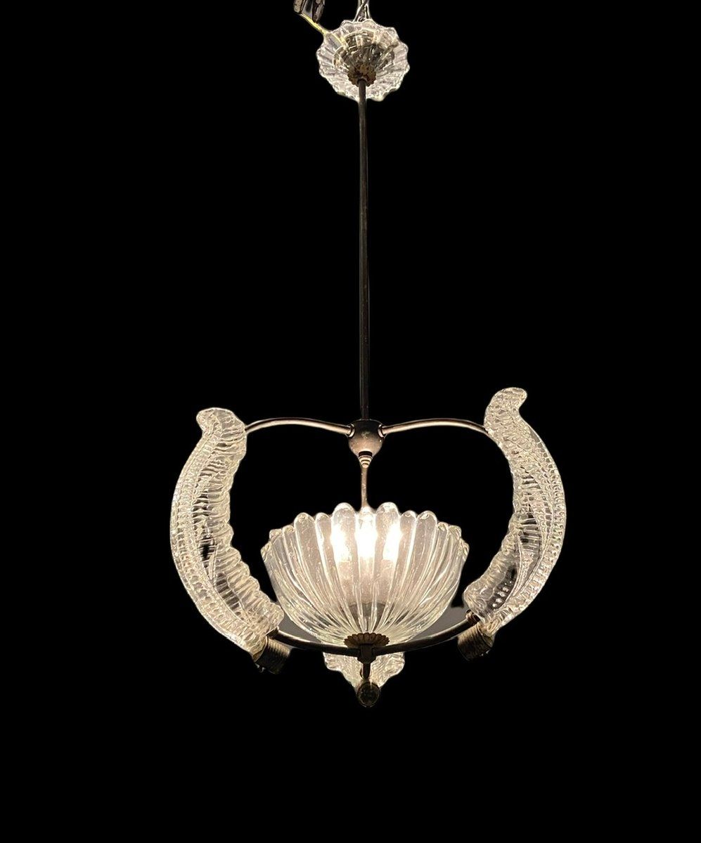 Italian Murano Glass Pendant Lamp by Ercole Barovier, 1940s