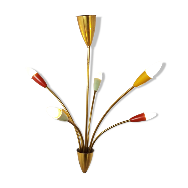Lustre italien en laiton du milieu du siècle, années 1960 — Beyit